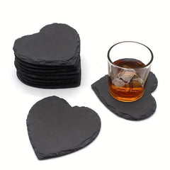 12pcs Slate Coasters Set Heat Insulation Mat Stone Coasters