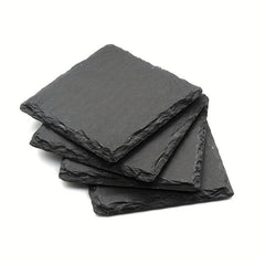 12pcs Slate Coasters Set Heat Insulation Mat Stone Coasters