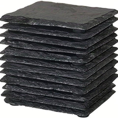12pcs Slate Coasters Set Heat Insulation Mat Stone Coasters