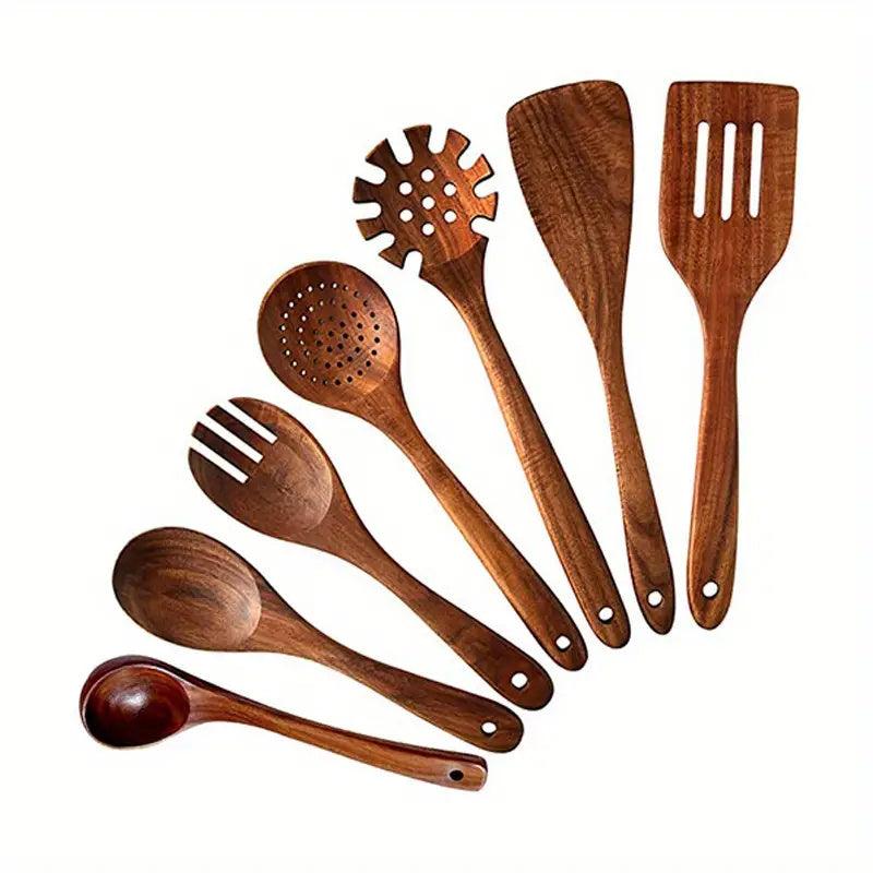 Wooden Utensil Set 11pcs For Cooking Safety Non Stick Utensils Set