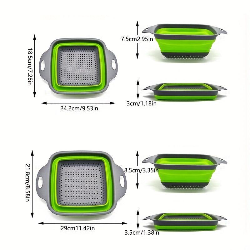 Silicone Kitchen Drain Basket, Retractable Fruit & Vegetable Washing Basket