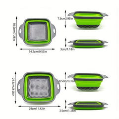 Silicone Kitchen Drain Basket, Retractable Fruit & Vegetable Washing Basket