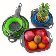 Silicone Kitchen Drain Basket, Retractable Fruit & Vegetable Washing Basket