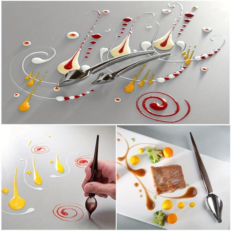 2pcs Stainless Steel Drizzle Spoon Decorating Spoons Reusable Pencil Spoon