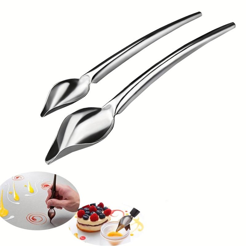 2pcs Stainless Steel Drizzle Spoon Decorating Spoons Reusable Pencil Spoon