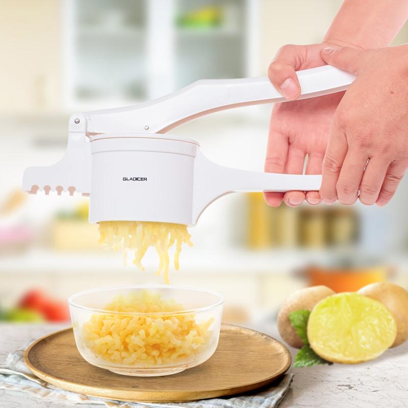 Potato Ricer and Masher with Handle - Manual Vegetable Crusher for Kitchen