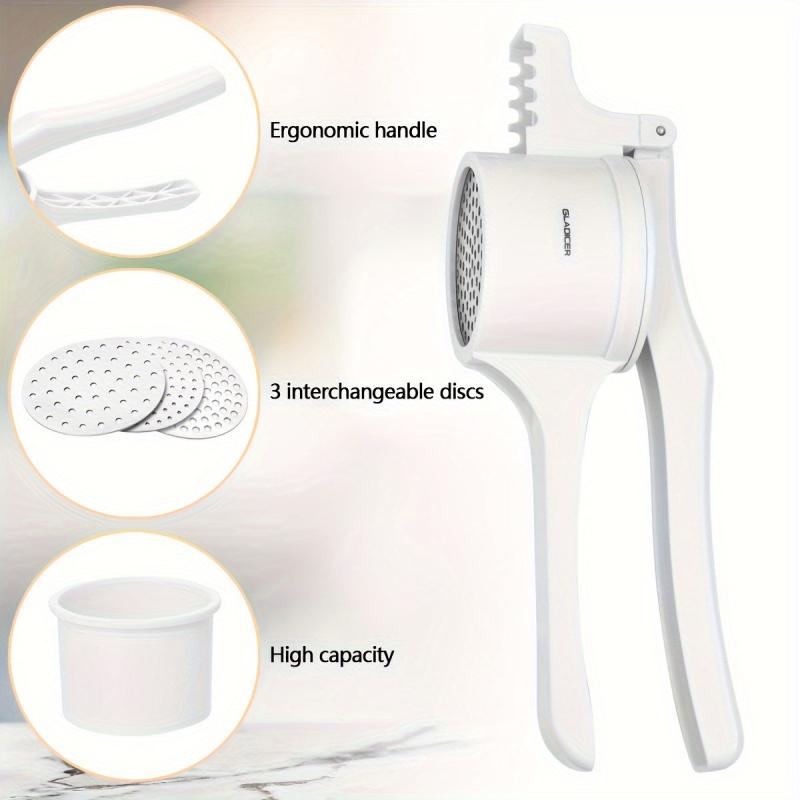 Potato Ricer and Masher with Handle - Manual Vegetable Crusher for Kitchen
