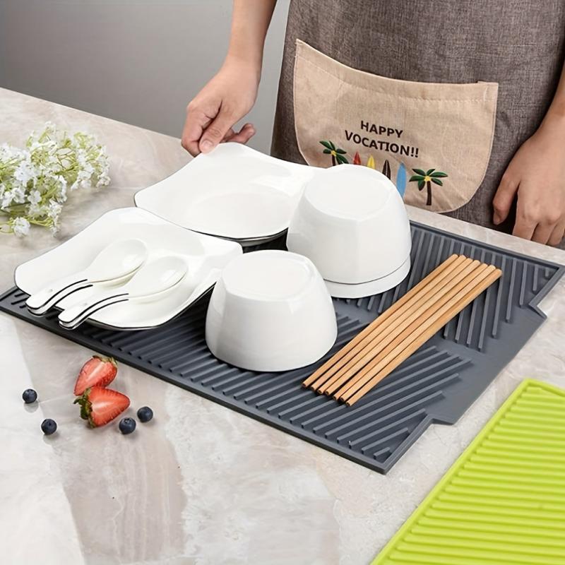 Silicone Dish Drying Mat - Heat Resistant - Easy Clean & Reusable