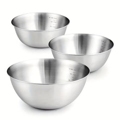 3pc Stainless Steel Mixing Bowl Set for Food Storage and Meal Prep