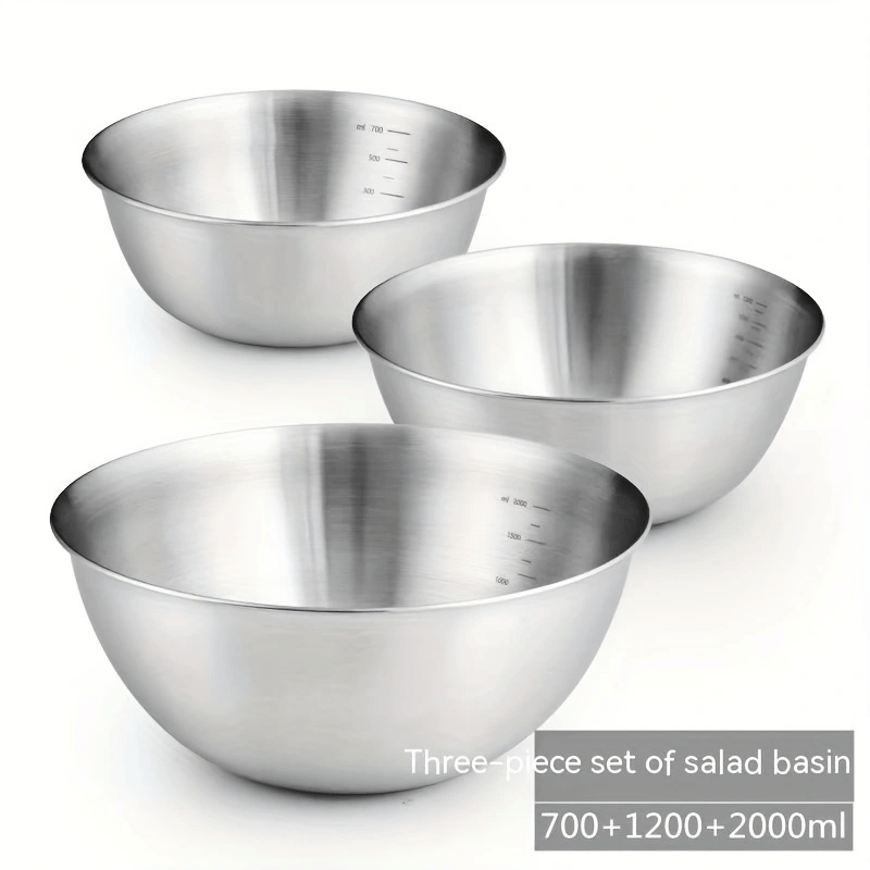 3pc Stainless Steel Mixing Bowl Set for Food Storage and Meal Prep