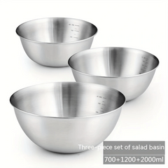 3pc Stainless Steel Mixing Bowl Set for Food Storage and Meal Prep