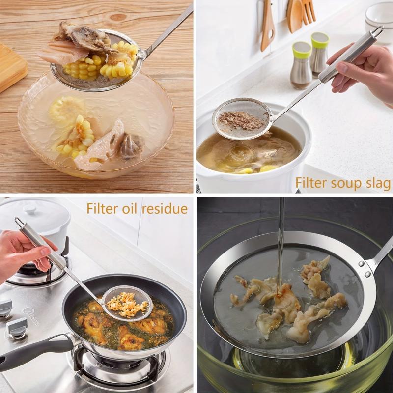 2pcs Fat Skimmer Spoon Set Fine Mesh Food Strainer Ladle Stainless Steel