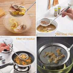 2pcs Fat Skimmer Spoon Set Fine Mesh Food Strainer Ladle Stainless Steel