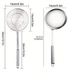 2pcs Fat Skimmer Spoon Set Fine Mesh Food Strainer Ladle Stainless Steel