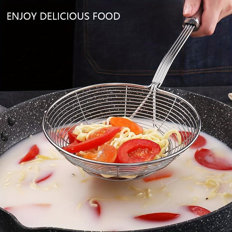 2pcs Fat Skimmer Spoon Set Fine Mesh Food Strainer Ladle Stainless Steel
