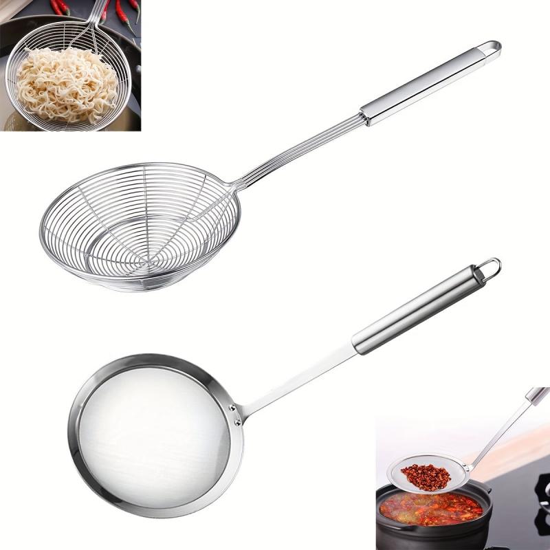 2pcs Fat Skimmer Spoon Set Fine Mesh Food Strainer Ladle Stainless Steel