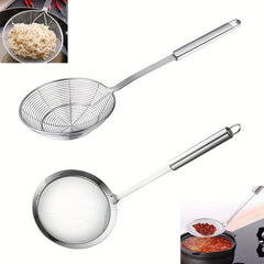 2pcs Fat Skimmer Spoon Set Fine Mesh Food Strainer Ladle Stainless Steel