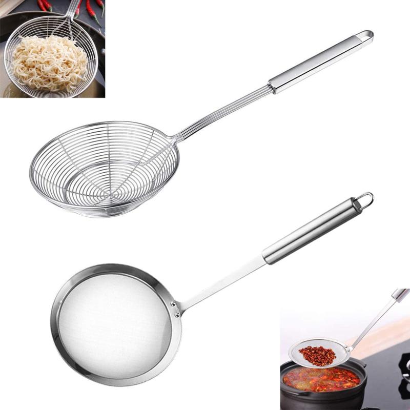 2pcs Fat Skimmer Spoon Set Fine Mesh Food Strainer Ladle Stainless Steel