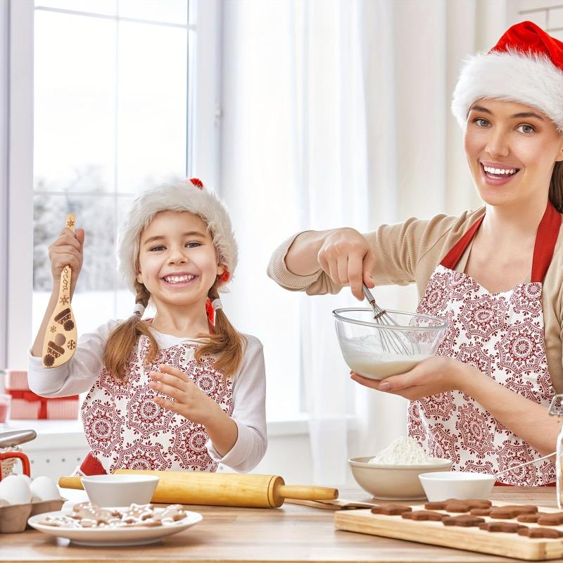 5pcs Christmas Wooden Spoons Set Burned Cooking Utensil Spoon Spatula