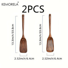 2pcs Non Stick Cookware Shovel Wooden Spatula Easy Cooking