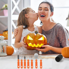 7pcs Stainless Steel Pumpkin Carving Kit with Storage Bag & 10 Paper Templates