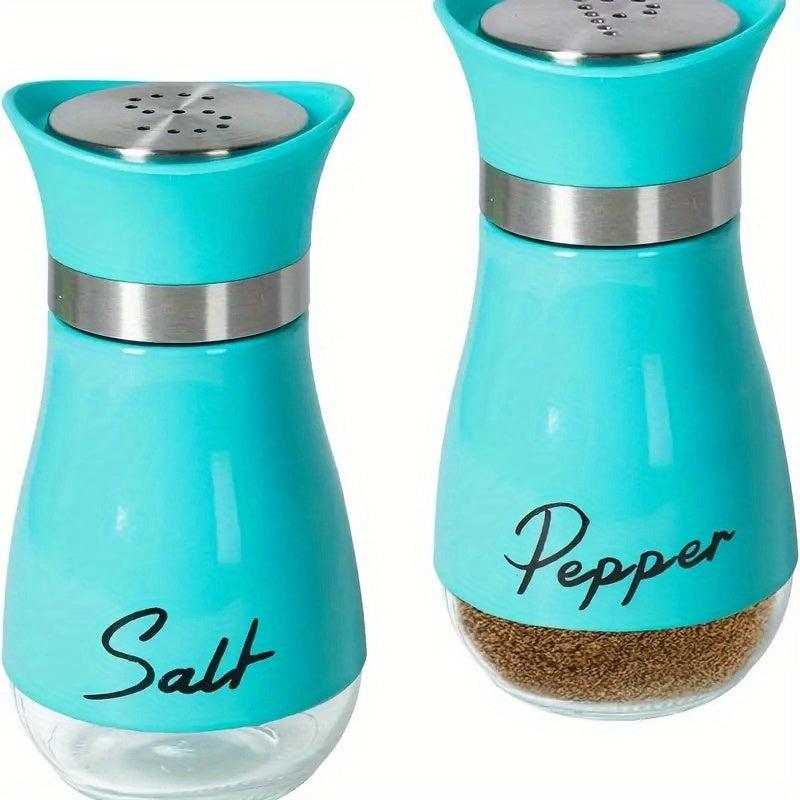 2pcs Salt & Pepper Shakers Set Stainless Steel Lid Spice Container