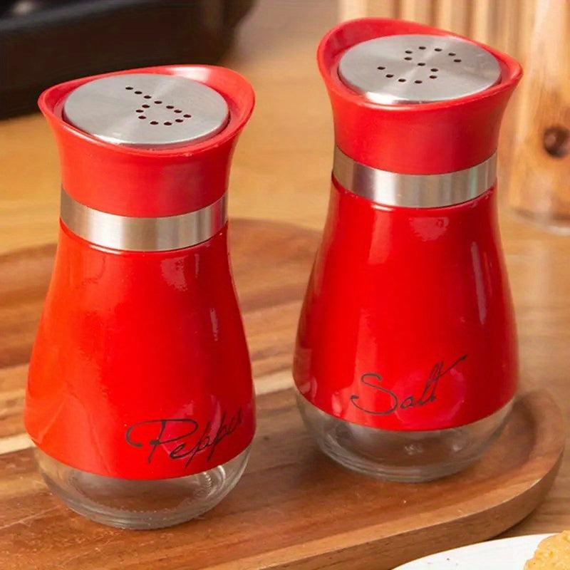 2pcs Salt & Pepper Shakers Set Stainless Steel Lid Spice Container