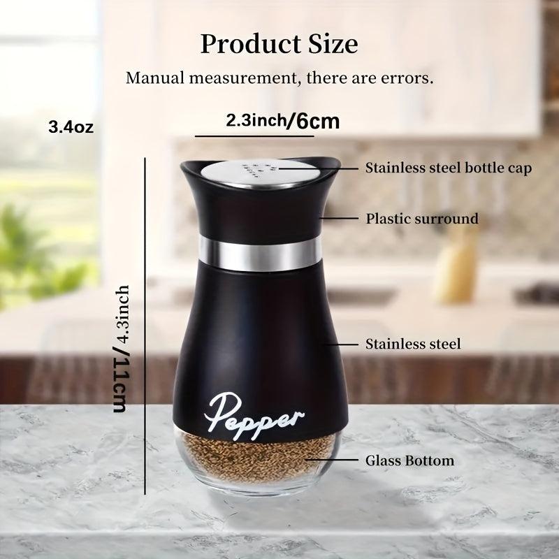 2pcs Salt & Pepper Shakers Set Stainless Steel Lid Spice Container