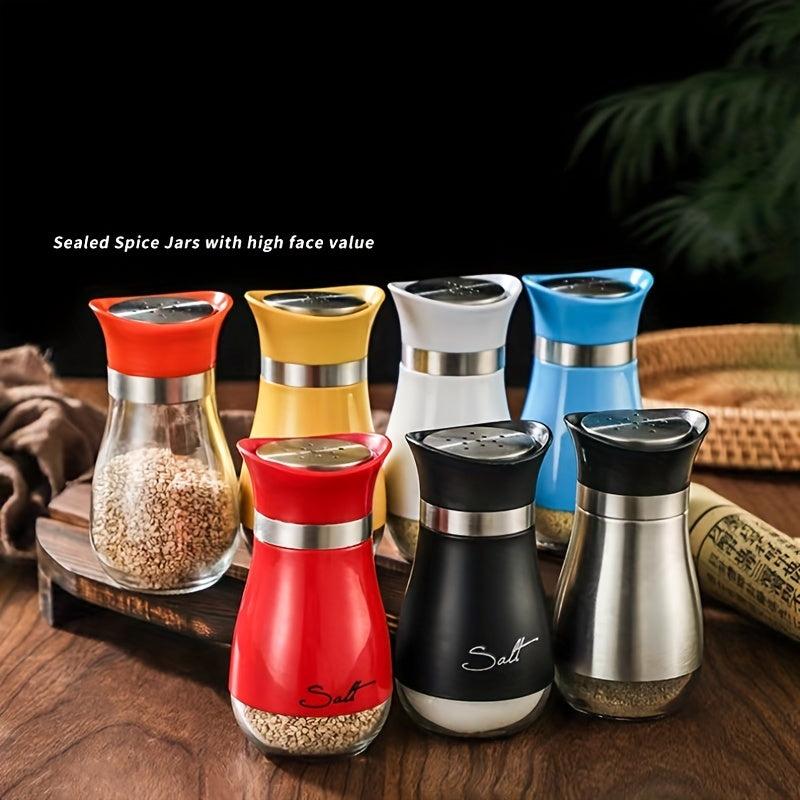 2pcs Salt & Pepper Shakers Set Stainless Steel Lid Spice Container