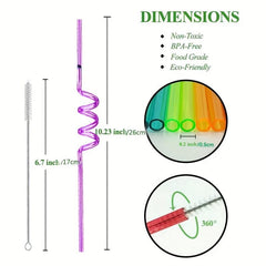 8pcs Fire Theme Reusable Straw Set for Family Gatherings and Parties