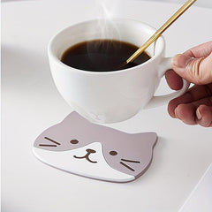 5pcs Cat Coasters Silicone Mats Tea Mugs Glasses Cups Anti Slip Pad Home