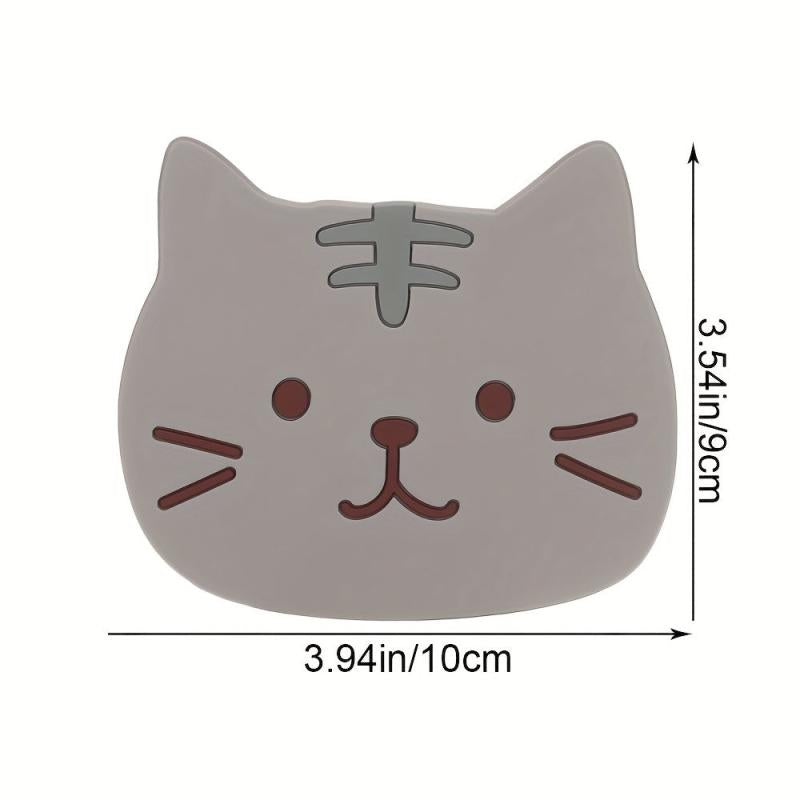 5pcs Cat Coasters Silicone Mats Tea Mugs Glasses Cups Anti Slip Pad Home