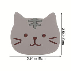 5pcs Cat Coasters Silicone Mats Tea Mugs Glasses Cups Anti Slip Pad Home
