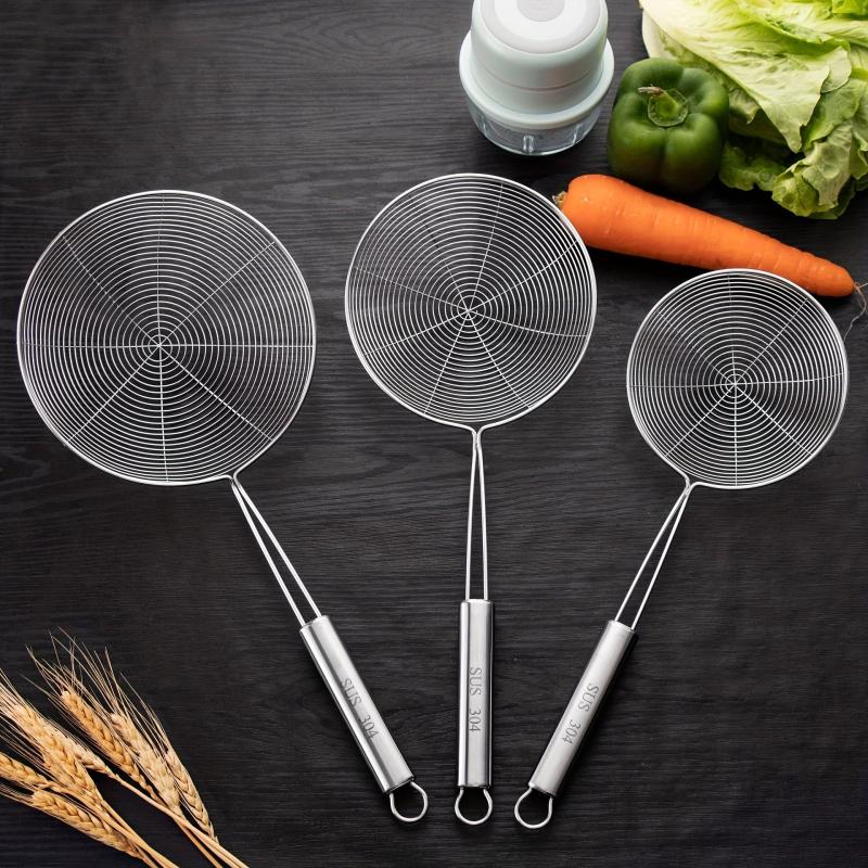 Stainless Steel Wire Skimmer Spoon Strainer Ladle with Handle