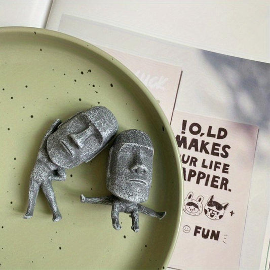 2pcs Moai Stone Statue Fridge Magnets Funny Decorative Magnets