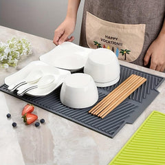 Silicone Dish Drying Mat Easy Clean Reusable Sink Mat Heat Resist