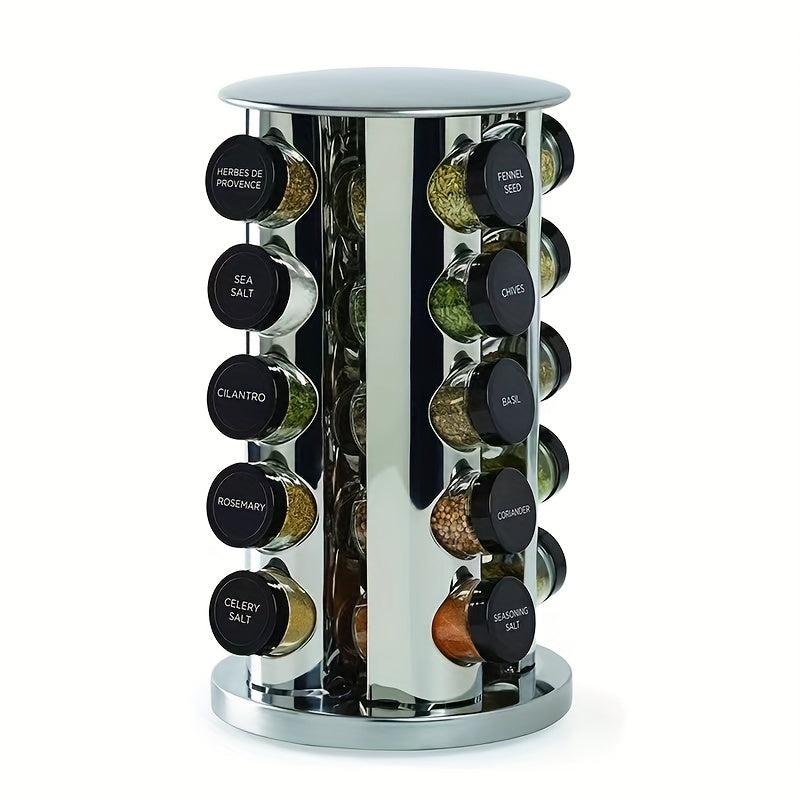 20 Spice Jar Revolving Countertop Spice Rack Organizer