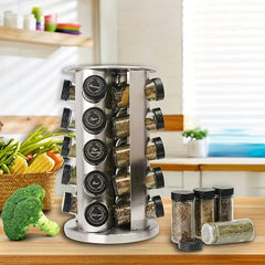 20 Spice Jar Revolving Countertop Spice Rack Organizer