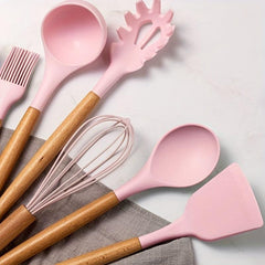 11pcs Silicone Kitchen Utensil Set Non Stick Cooking Spatula Spoon Whisk Tongs