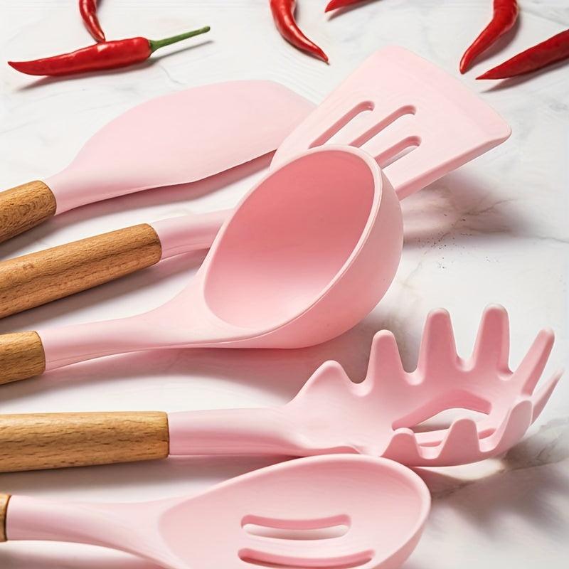 11pcs Silicone Kitchen Utensil Set Non Stick Cooking Spatula Spoon Whisk Tongs