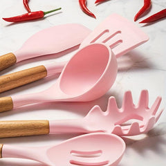 11pcs Silicone Kitchen Utensil Set Non Stick Cooking Spatula Spoon Whisk Tongs