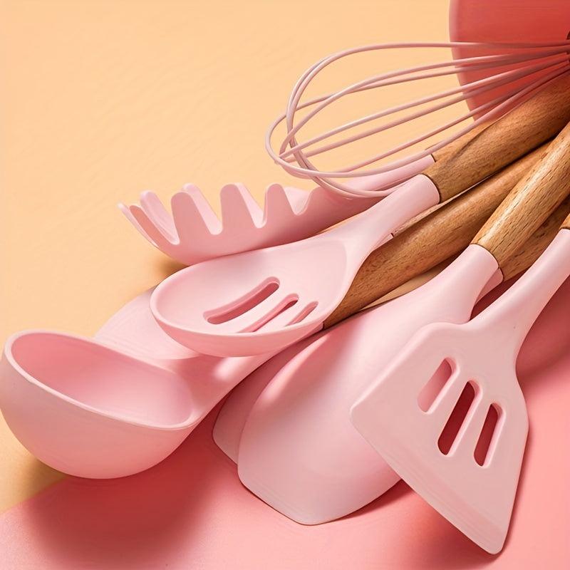 11pcs Silicone Kitchen Utensil Set Non Stick Cooking Spatula Spoon Whisk Tongs