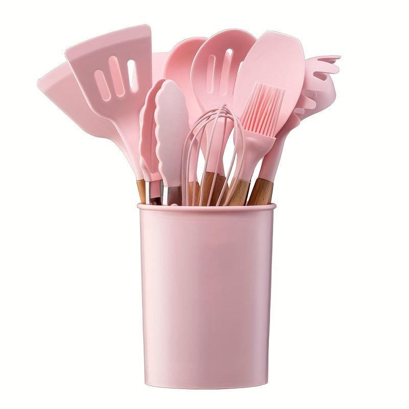 11pcs Silicone Kitchen Utensil Set Non Stick Cooking Spatula Spoon Whisk Tongs