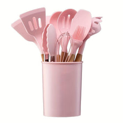 11pcs Silicone Kitchen Utensil Set Non Stick Cooking Spatula Spoon Whisk Tongs