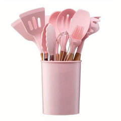 11pcs Silicone Kitchen Utensil Set Non Stick Cooking Spatula Spoon Whisk Tongs