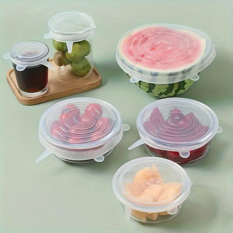 6pcs Silicone Lid Stretch Reusable Bowl Cover Food Storage Covers For Container