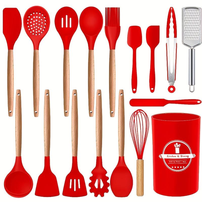 17pcs Silicone Kitchen Utensils Set Non-stick Heat Resistant Cooking Spatula