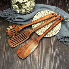 7pcs Teak Wooden Cooking Utensils Nonstick Scratch-free Kitchen Tools