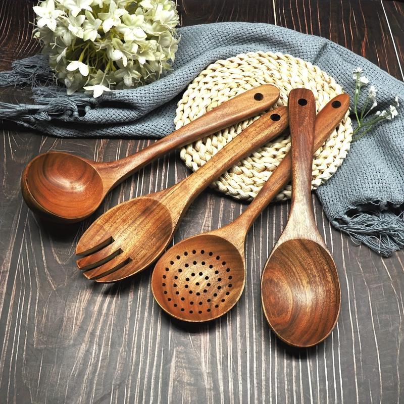 7pcs Teak Wooden Cooking Utensils Nonstick Scratch-free Kitchen Tools