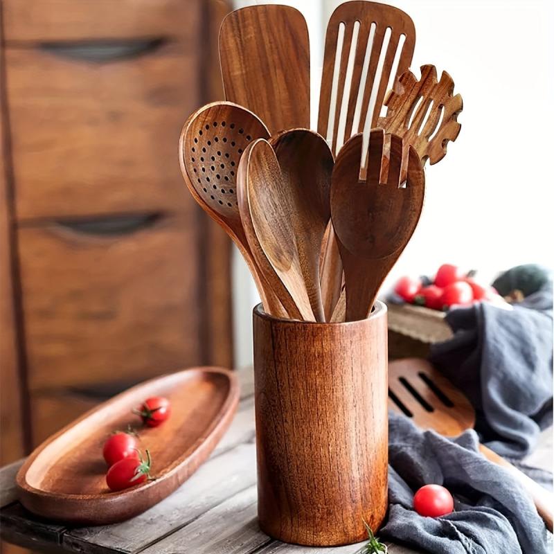 7pcs Teak Wooden Cooking Utensils Nonstick Scratch-free Kitchen Tools